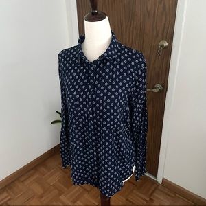 Luna Moon very soft long sleeve navy blue blouse with mother of pearl buttons